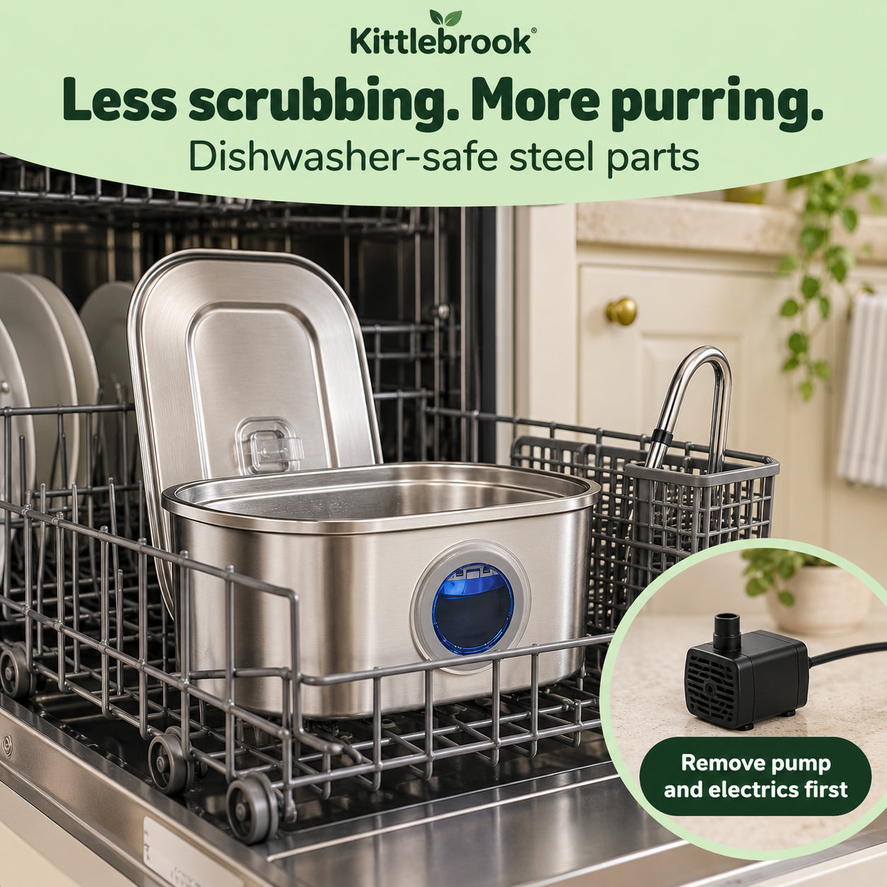 Dishwasher-safe steel parts