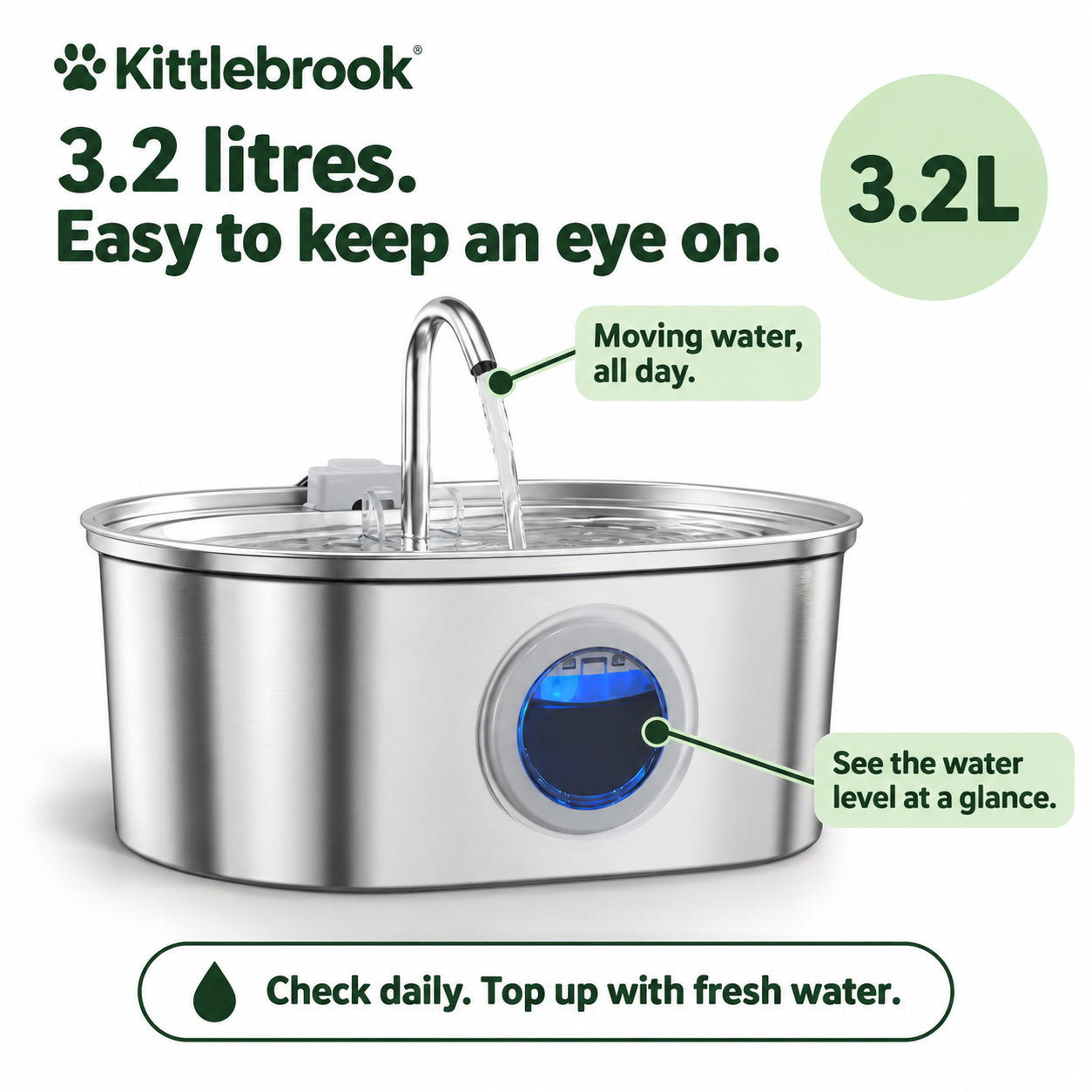 3.2 litre capacity and water window